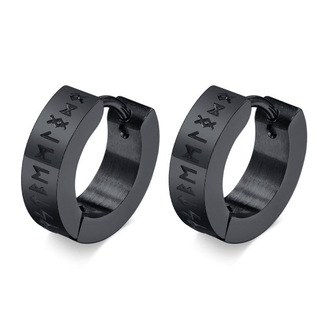 Aretes Viking Aros Hombre Mujer Celta Nórdico negro