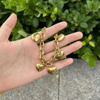 Pulsera 5 Corazones Gourmette Mujer oro