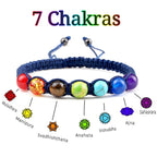 Pulsera 7 Chakras Trenzada Gourmette Hombre Mujer Piedras Reales