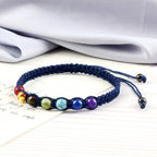 Pulsera 7 Chakras Trenzada Gourmette Hombre Mujer Piedras Reales azul