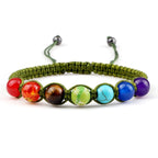 Pulsera 7 Chakras Trenzada Gourmette Hombre Mujer Piedras Reales verde