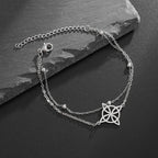 Pulsera de Acero Nudo de Bruja Mujer Pulsera de Protección Wicca plata