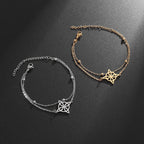Pulsera de Acero Nudo de Bruja Mujer Pulsera de Protección Wicca oro