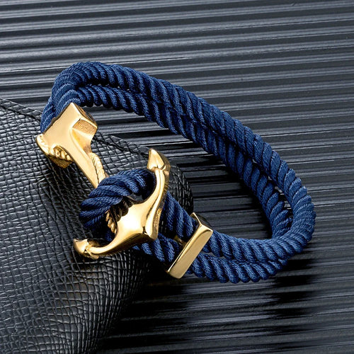 Pulsera de ancla para hombre azul oscuro