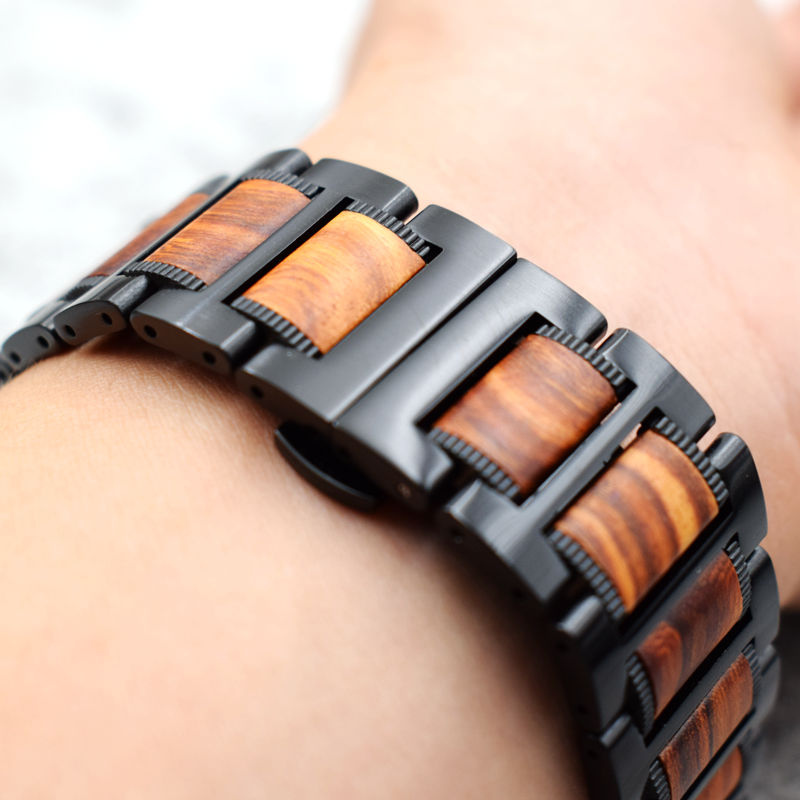 Pulsera Apple Watch de Madera marrón y negro