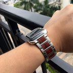 Pulsera Apple Watch de Madera plata y marrón
