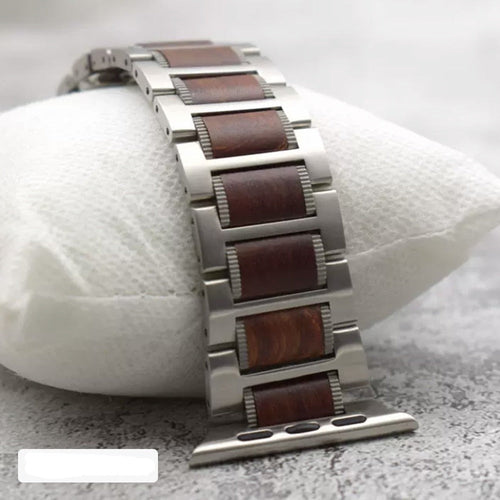 Pulsera Apple Watch de Madera plata y marrón