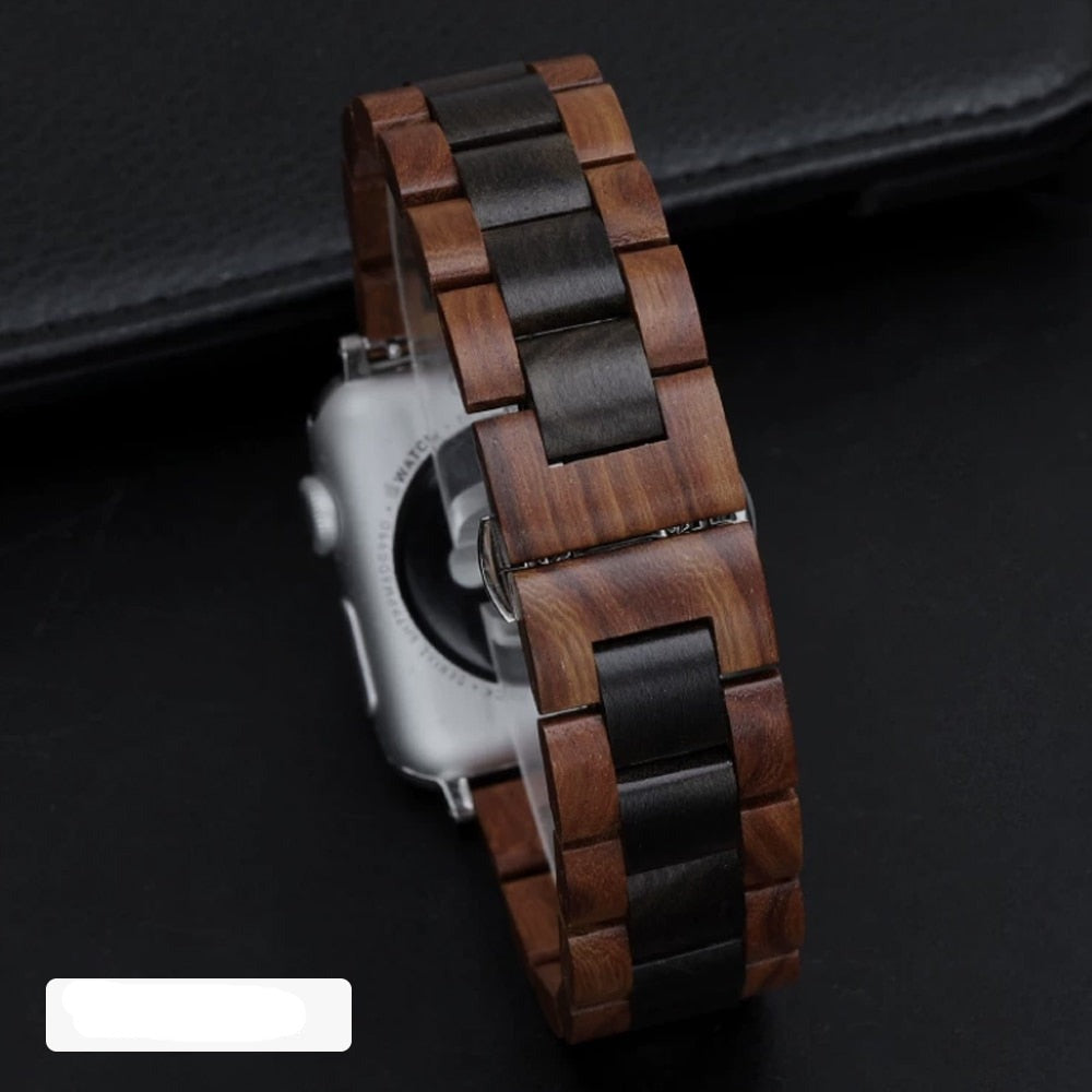 Pulsera Apple Watch de Madera marrón y negro