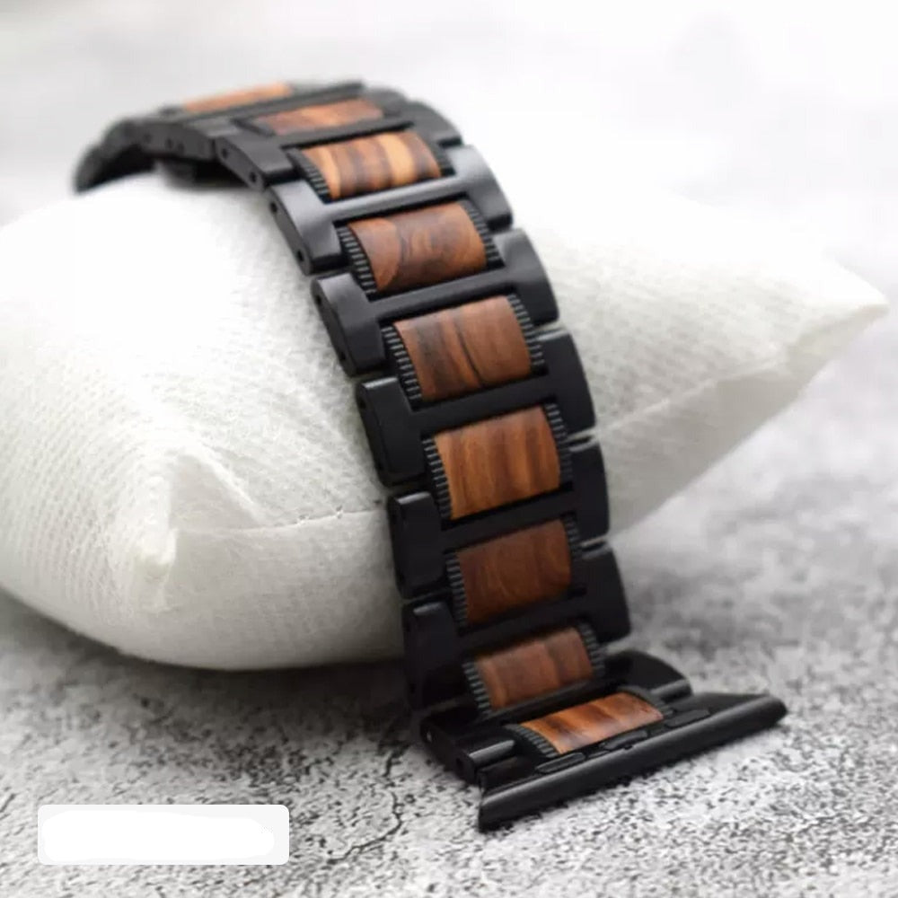 Pulsera Apple Watch de Madera marrón y negro