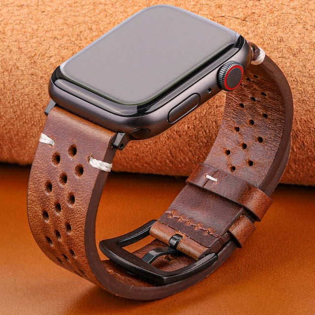 Correa para Apple Watch en Cuero Genuino marrón y negro