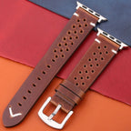 Correa para Apple Watch en Cuero Genuino marrón y plata