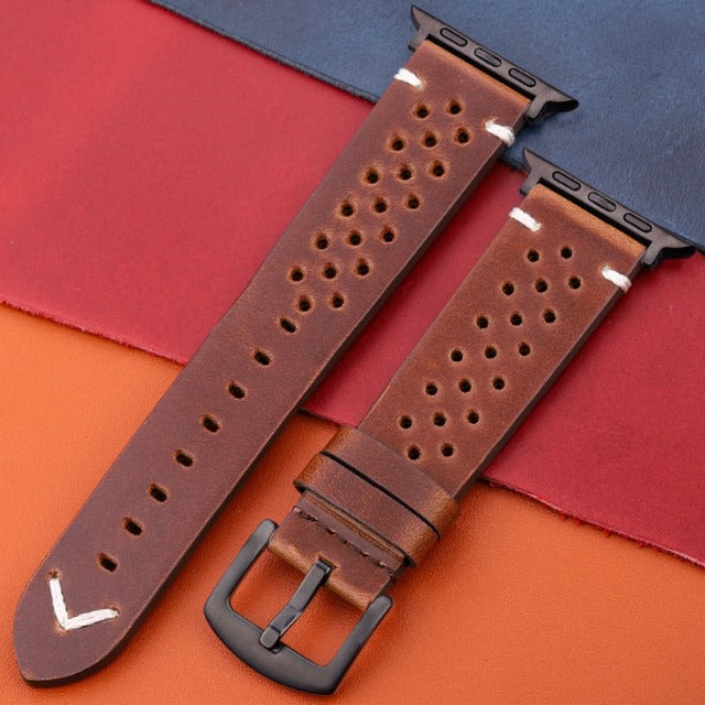 Correa para Apple Watch en Cuero Genuino marrón y negro