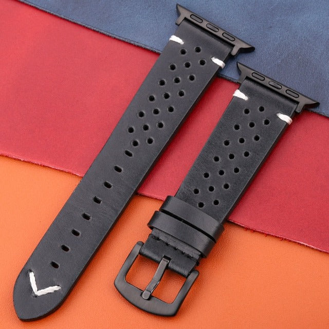 Correa para Apple Watch en Cuero Genuino negro y negro