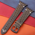 Correa para Apple Watch en Cuero Genuino verde kaki y negro