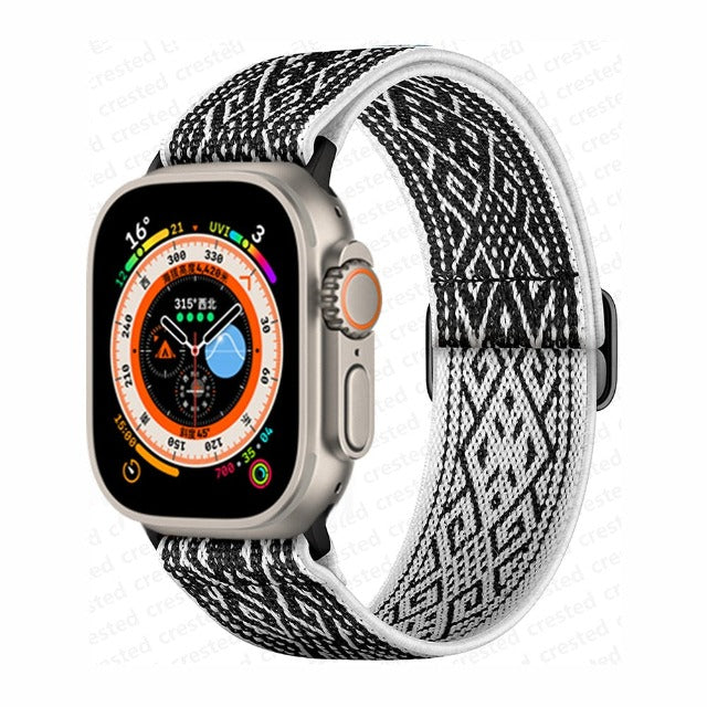 Correa Apple Watch en Nylon Tejido blanco y negro