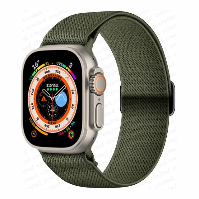 Correa Apple Watch en Nylon Tejido verde kaki