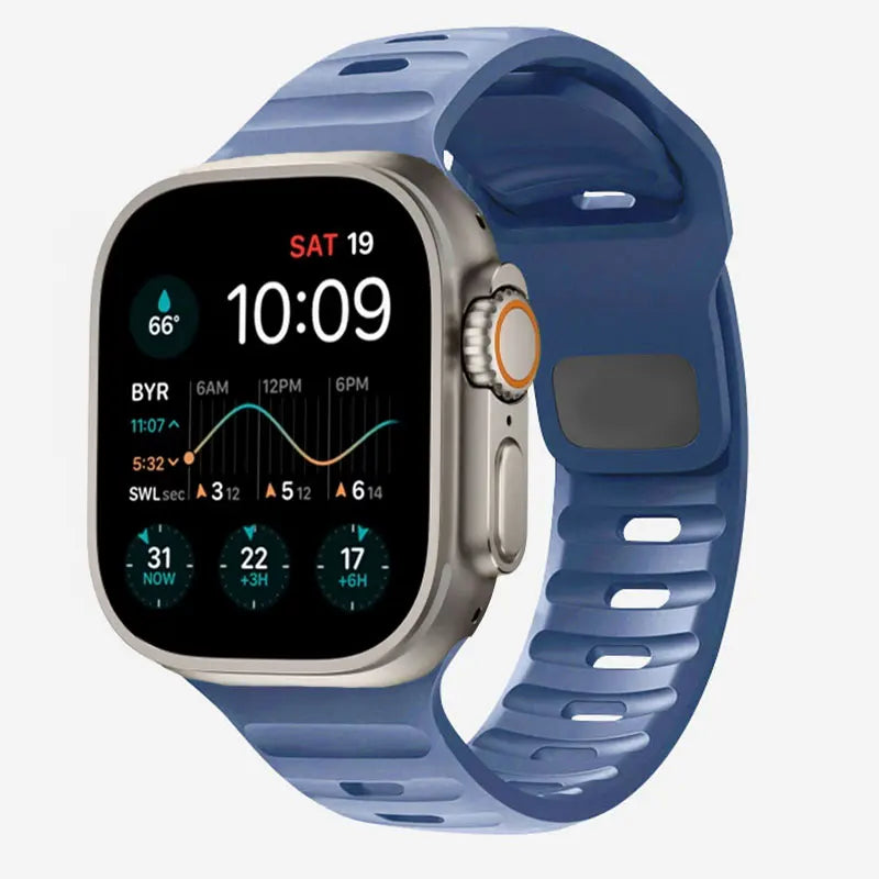 Correa Apple Watch de silicona quirúrgica azul