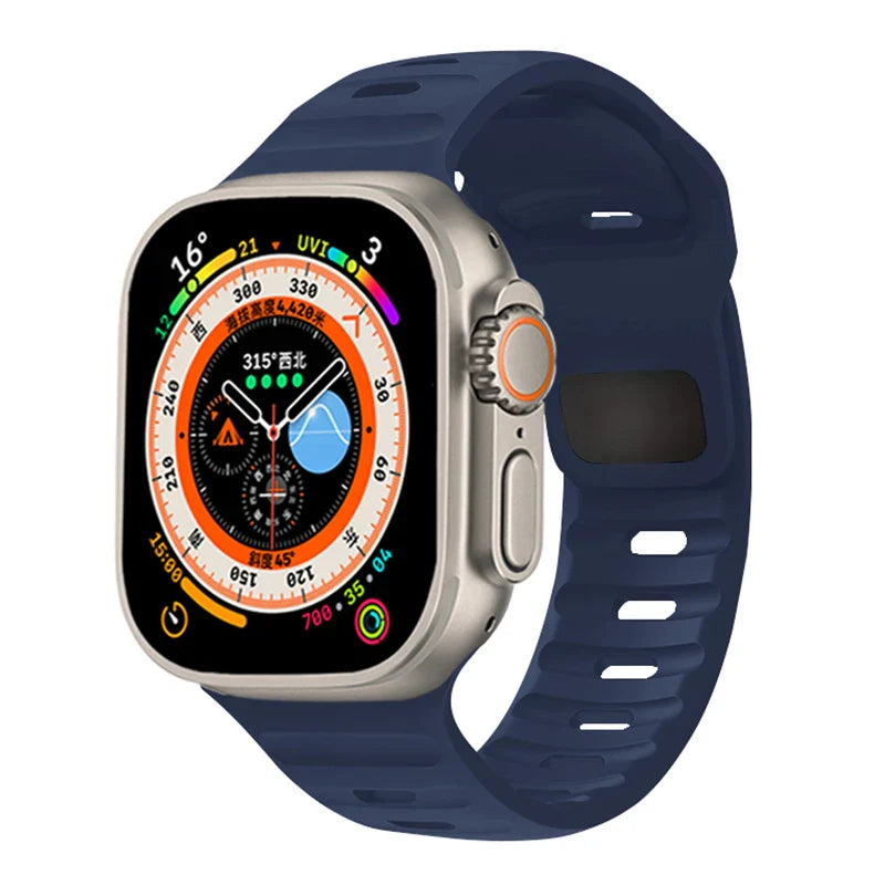 Correa Apple Watch de silicona quirúrgica azul