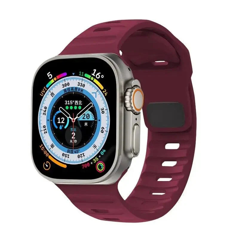 Correa Apple Watch de silicona quirúrgica burdeos