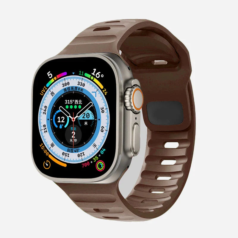 Correa Apple Watch de silicona quirúrgica marrón