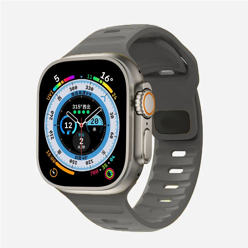 Correa Apple Watch de silicona quirúrgica gris