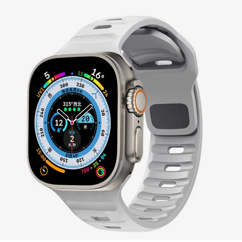 Correa Apple Watch de silicona quirúrgica gris