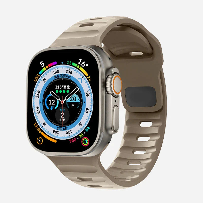 Correa Apple Watch de silicona quirúrgica marrón