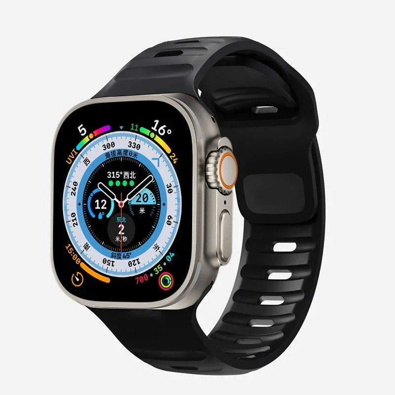 Correa Apple Watch de silicona quirúrgica negra