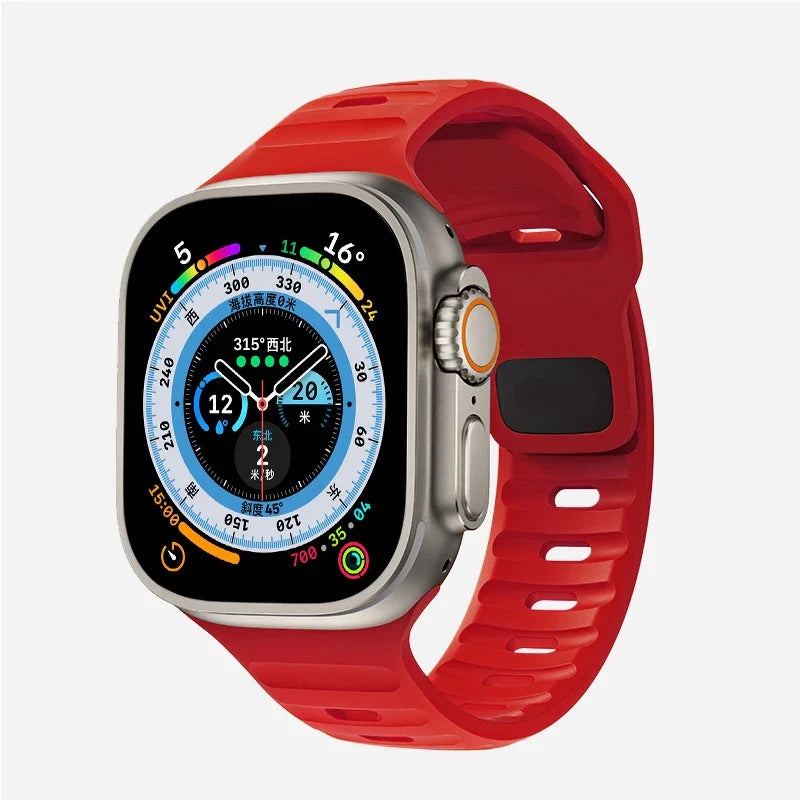 Correa Apple Watch de silicona quirúrgica roja