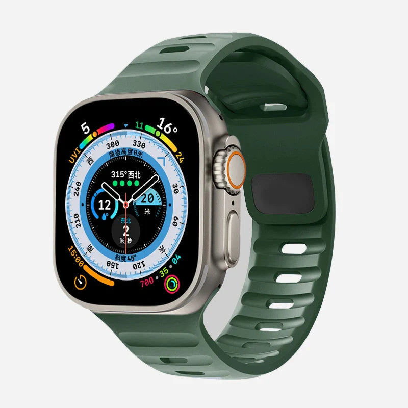 Correa Apple Watch de silicona quirúrgica verde