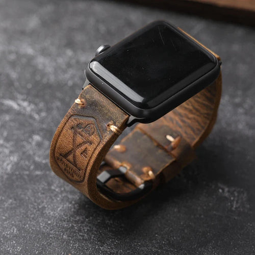 Pulsera Apple Watch Hombre en Cuero Grueso negro