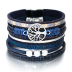 Pulsera Árbol de la Vida Gourmette en Cuero azul