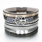 Pulsera Árbol de la Vida Gourmette en Cuero gris