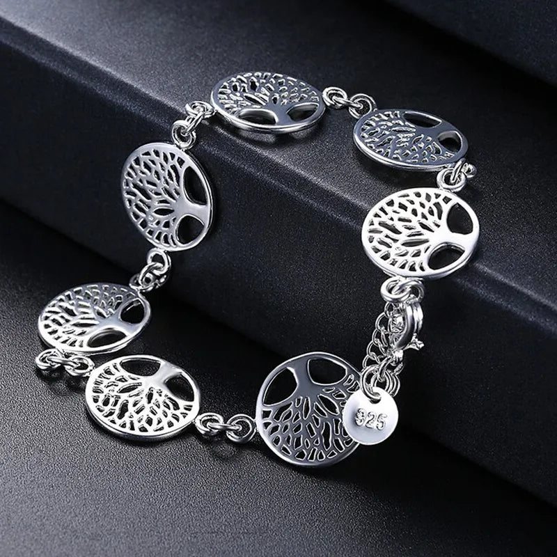 Pulsera Árbol de la Vida Gourmette para Mujer en Plata