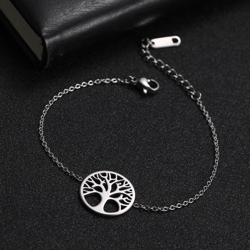 Pulsera Árbol de la Vida Gourmette Mujer Fina plata