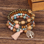 Pulsera Árbol de la Vida Gourmette Mujer Perlas beige