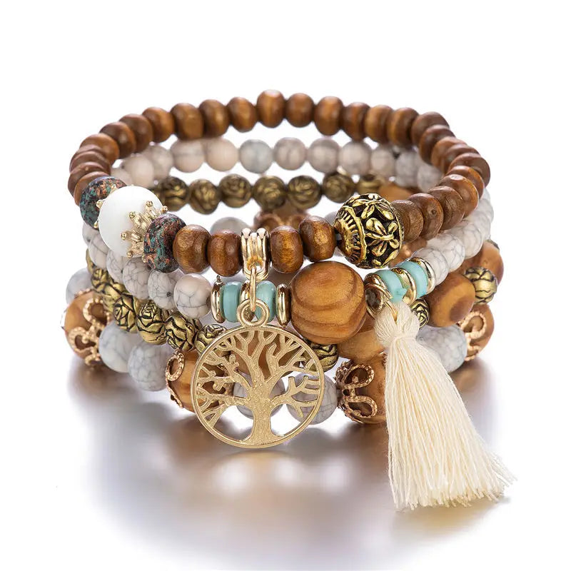 Pulsera Árbol de la Vida Gourmette Mujer Perlas blancas