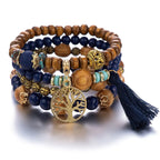 Pulsera Árbol de la Vida Gourmette Mujer Perlas azules
