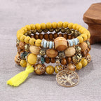 Pulsera Árbol de la Vida Gourmette Mujer Perlas amarillas