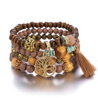 Pulsera Árbol de la Vida Gourmette Mujer Perlas marrones
