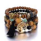 Pulsera Árbol de la Vida Gourmette Mujer Perlas negras