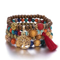 Pulsera Árbol de la Vida Gourmette Mujer Perlas rojas