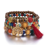 Pulsera Árbol de la Vida Gourmette Mujer Perlas rojas