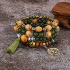 Pulsera Árbol de la Vida Gourmette Mujer Perlas verdes