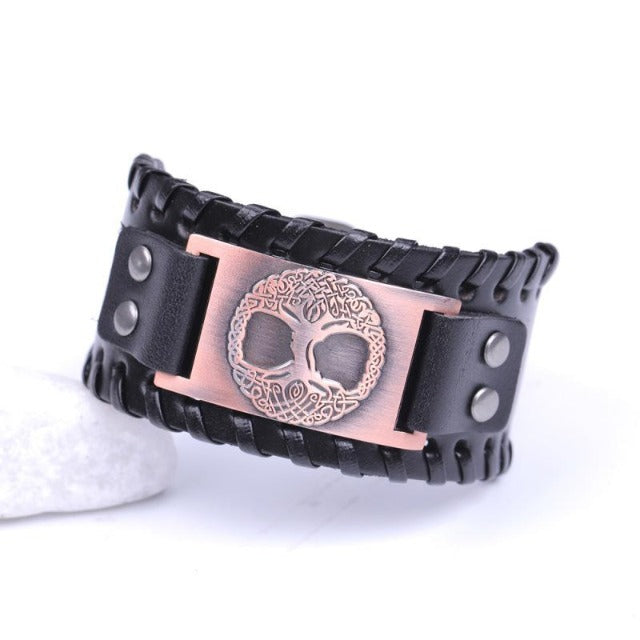 Pulsera Árbol de la Vida Hombre negro y cobre