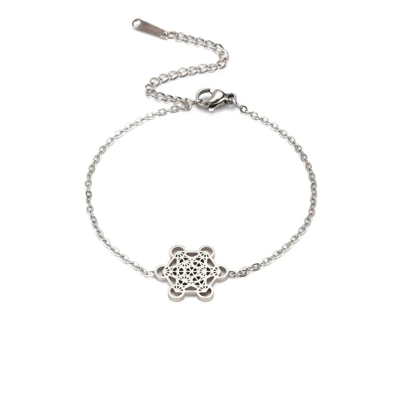 Pulsera Mujer Cubo de Metatrón plata