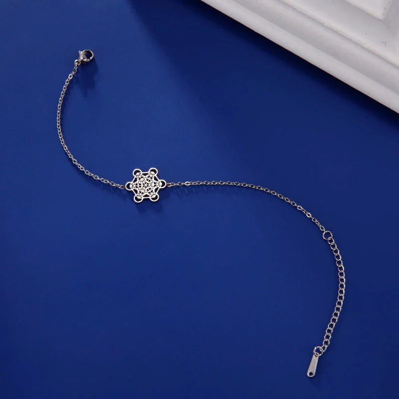Pulsera Mujer Cubo de Metatrón plata
