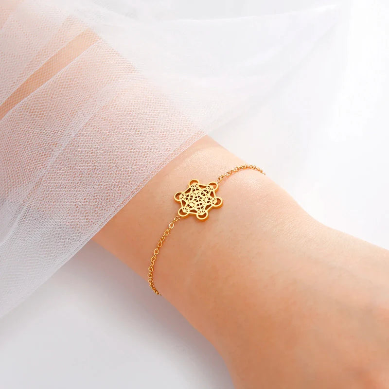 Pulsera Mujer Cubo de Metatrón oro