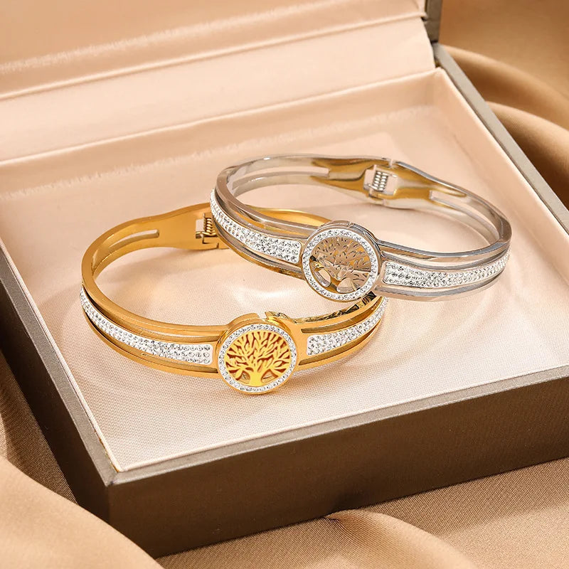 Pulsera con Árbol de la Vida y Cristal 
