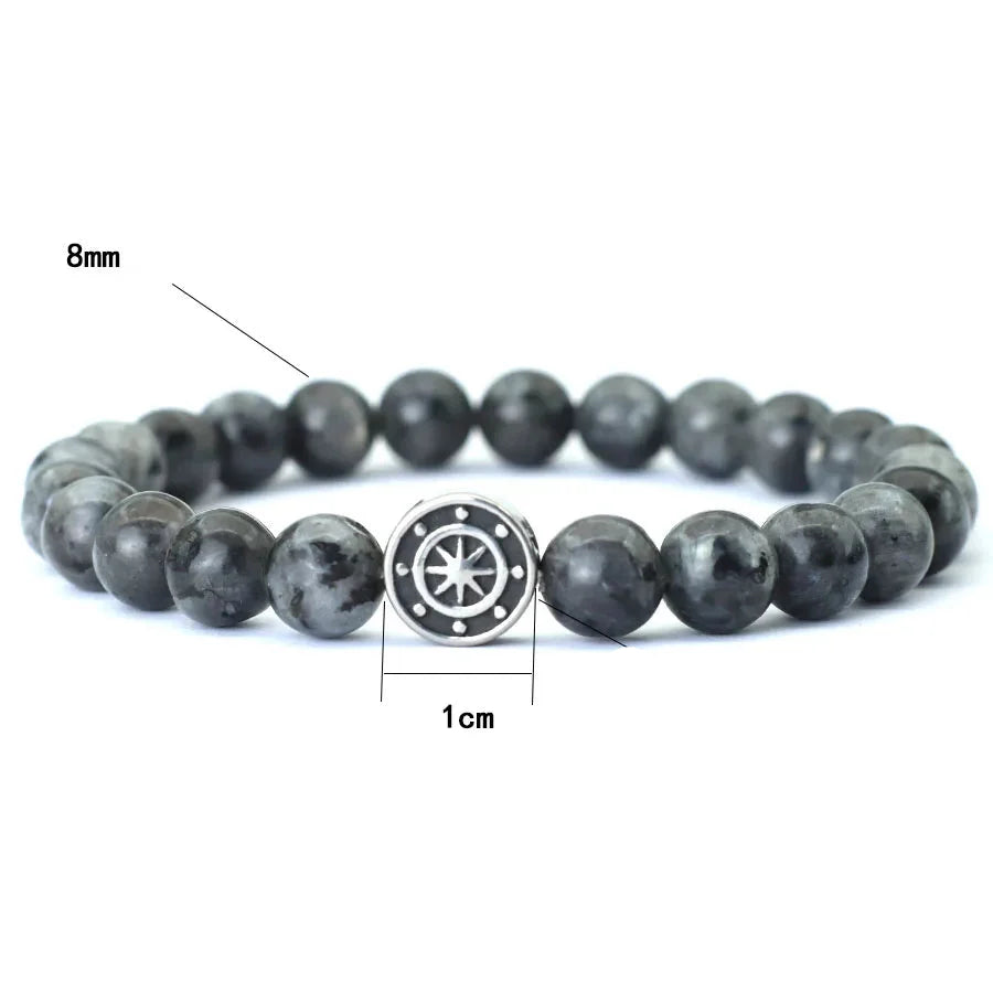 Pulsera con Brújula Rosa de los Vientos en Piedras Naturales